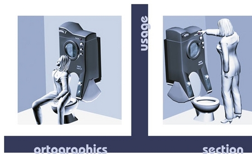 绝对够颠覆 马桶和<span  style='background-color:Yellow;'>洗衣机</span>一体式设计